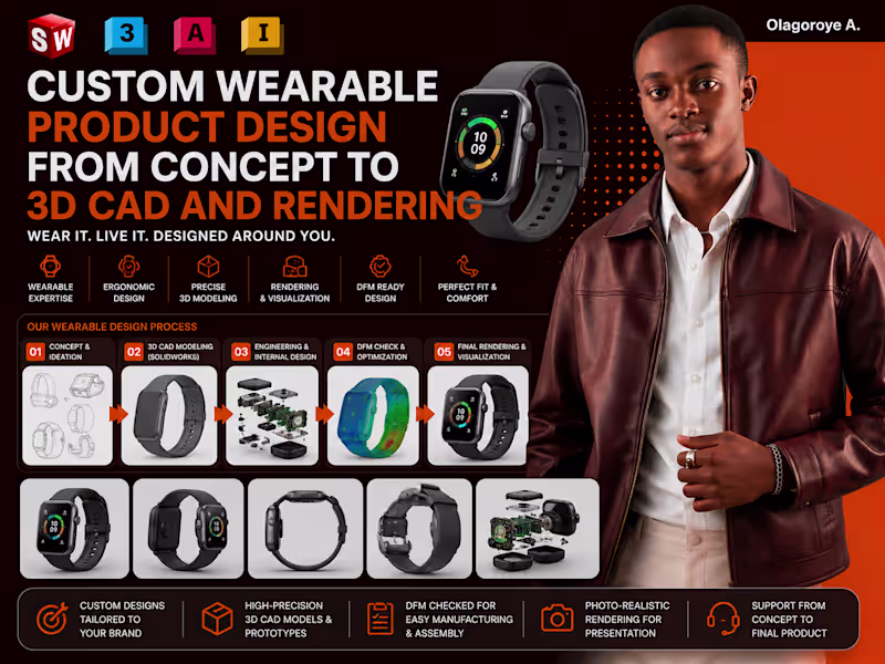 Cover image for Wearable Product Design from Concept to 3D CAD and Rendering