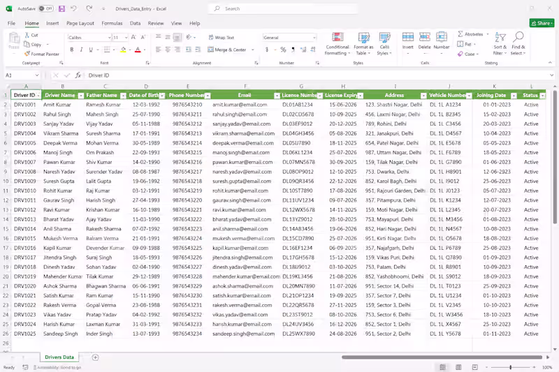 Cover image for Data Entry Project – 1,000 Drivers List