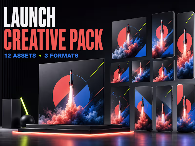 Cover image for 12-Asset Launch Creative Pack in 3 Formats