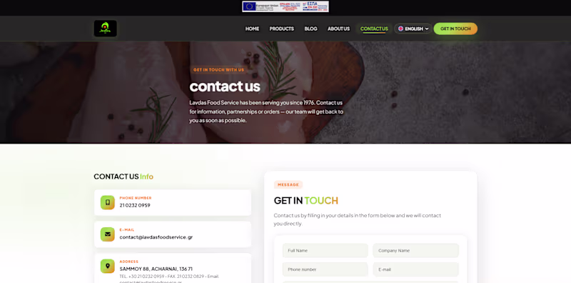 Cover image for Lavdas Food Service – Company Profile Website