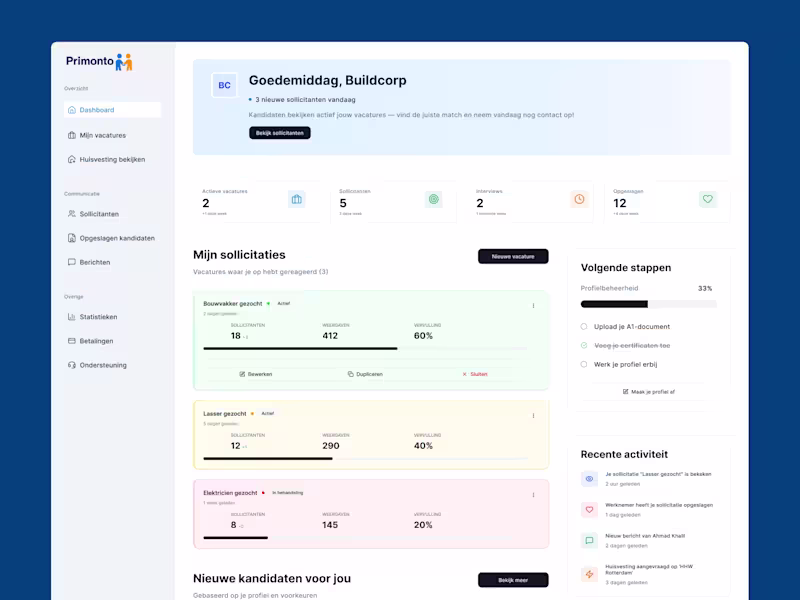 Cover image for Primonto - Development of Multi-Role Hiring Platform MVP