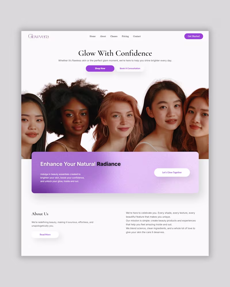 Cover image for Glowvera is a beauty brand website built to embody confidenc...