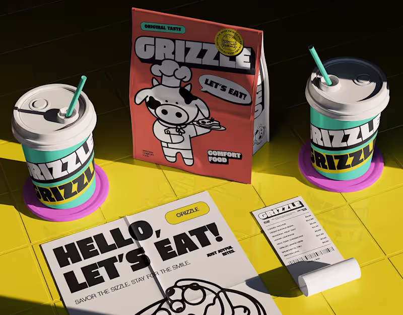 Cover image for GRIZZLE - Quirky Western Food Branding
