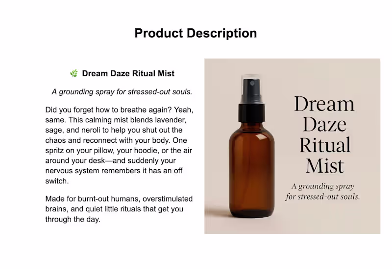 Cover image for Sample Product Description