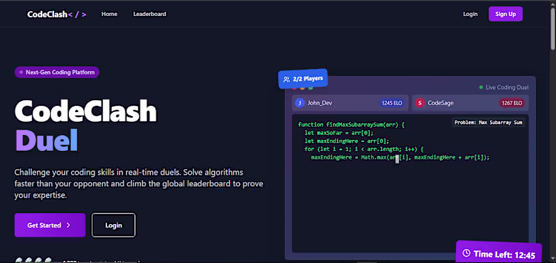 Cover image for Fullstack 1v1 DSA Competition Platform