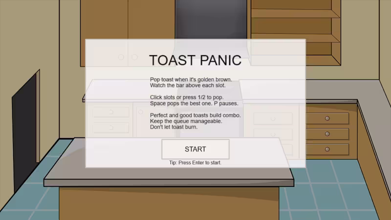 Cover image for Toast Panic is a cozy, one-screen timing game about making t...