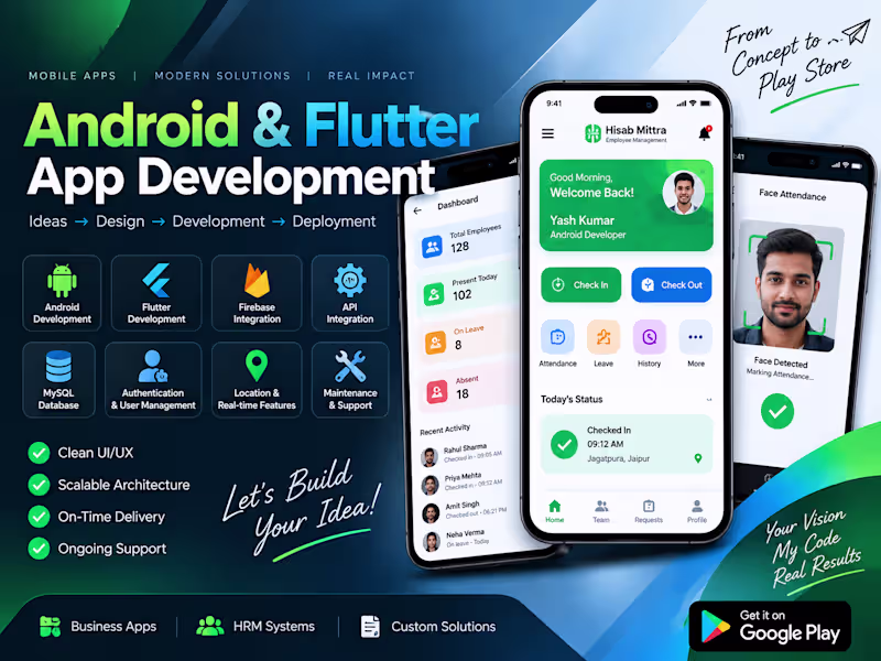 Cover image for I will build a professional Android or Flutter mobile app
