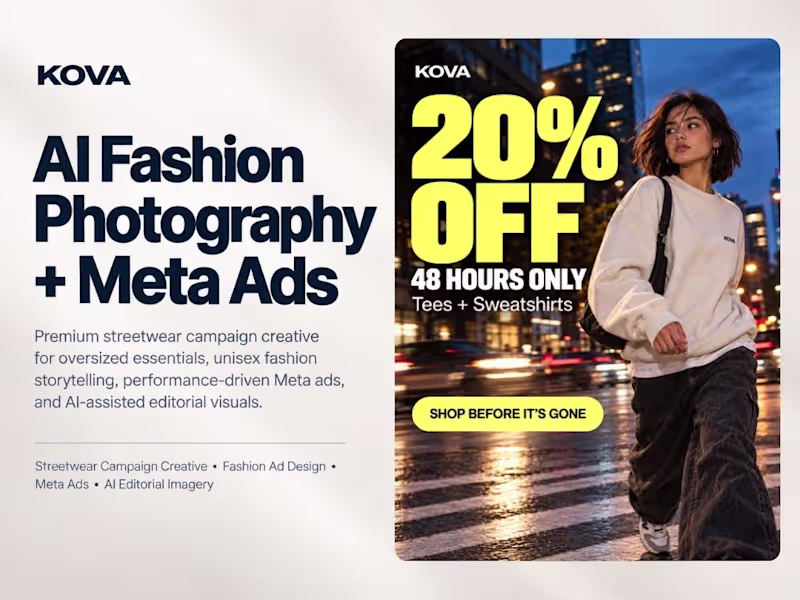 Cover image for AI Fashion Photography & Meta Ad Design | Streetwear Campaign