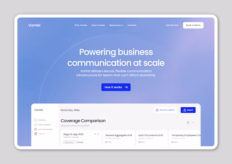 Cover image for Vantel Landing Page Redesign