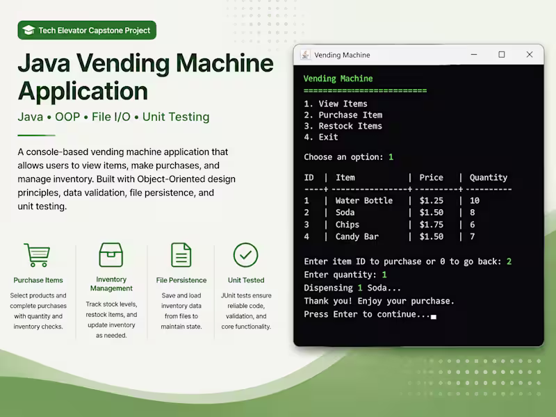 Cover image for Built a command-line vending machine