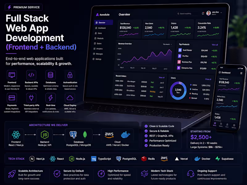 Cover image for Full Stack Web App Development (Frontend + Backend)