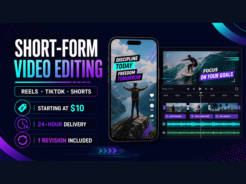 Cover image for I will edit a clean short-form video in 24 hours