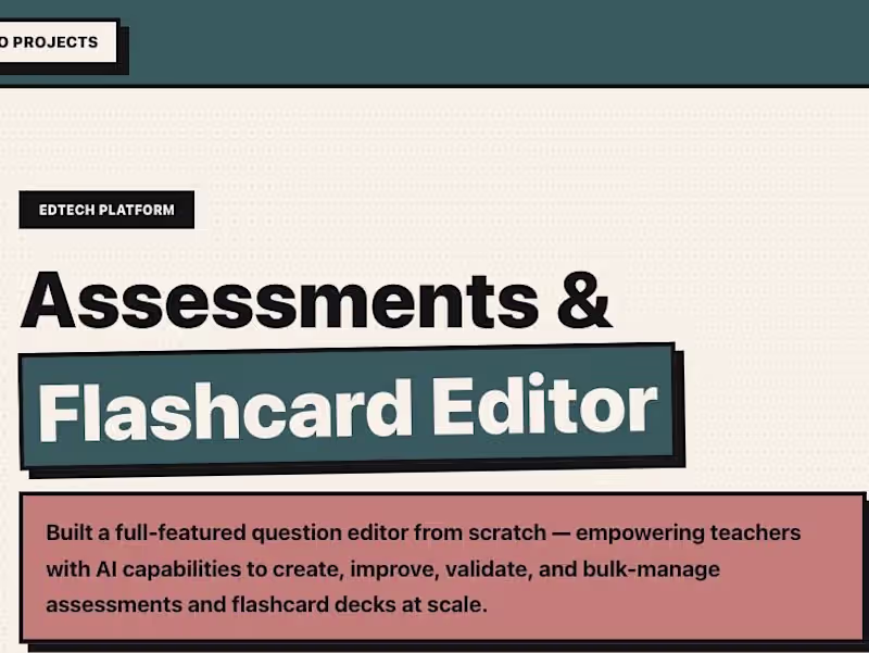 Cover image for AI-Powered Assessments & Flashcard Editor