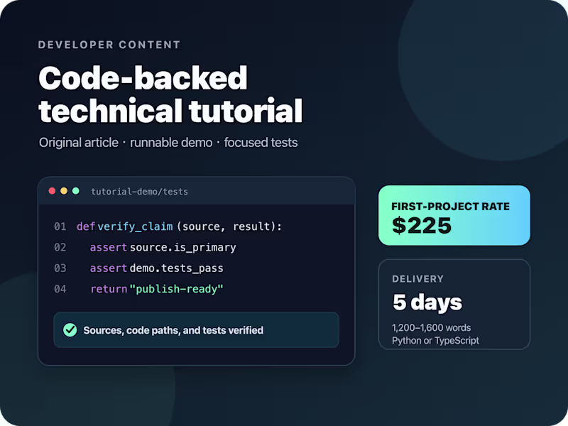 Cover image for Code-Backed Technical Tutorial with a Tested Demo