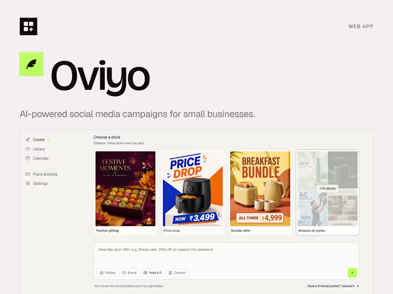 Cover image for Oviyo: AI campaigns for small businesses