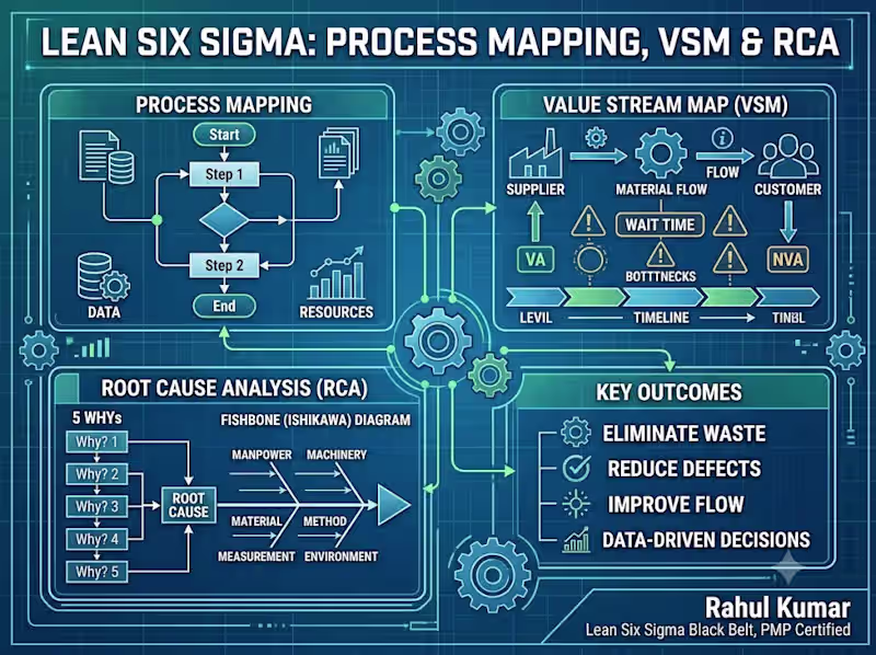 Cover image for Lean Six Sigma Process Mapping, VSM & Root Cause Analysis