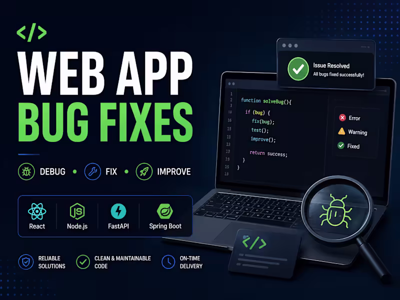 Cover image for Web App Bug Fixes & Feature Development