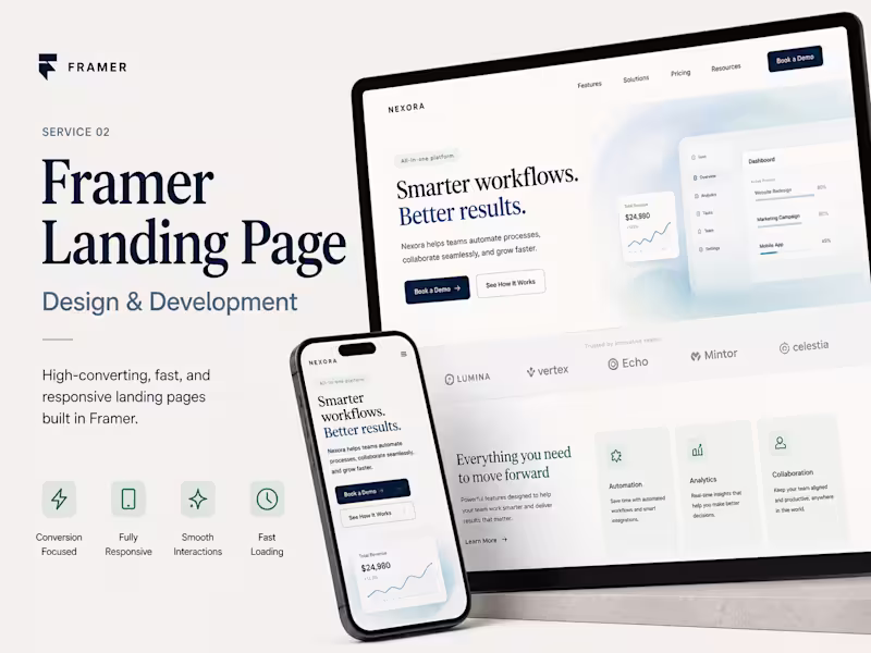 Cover image for Framer Landing Page Design & Development