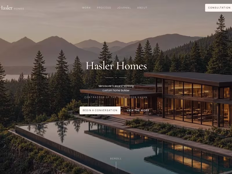 Cover image for Hasler Homes website, North Vancouver · Lacoste Designs