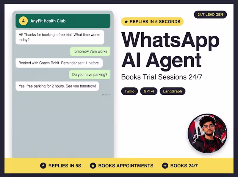 Cover image for AI WhatsApp Booking Agent for Your Business