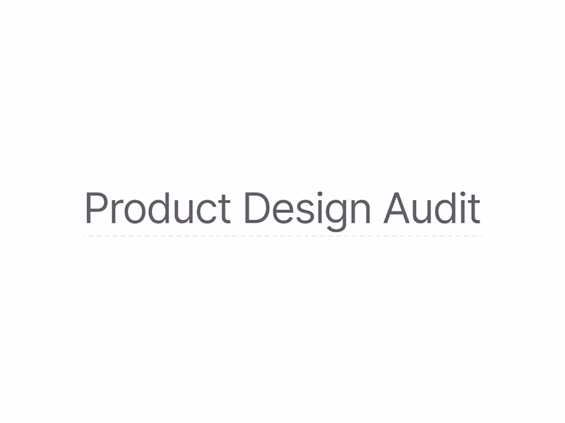 Cover image for Product Design Audit