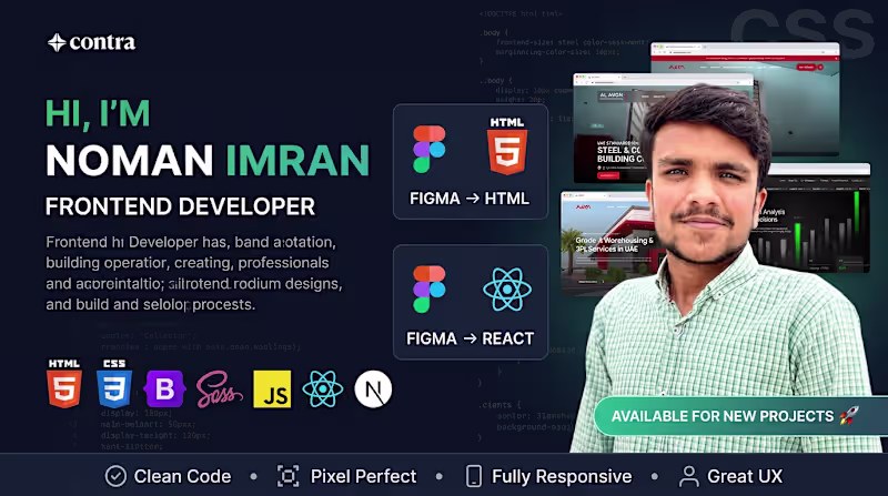 Cover image for Frontend Developer | Figma to React | Responsive Websites