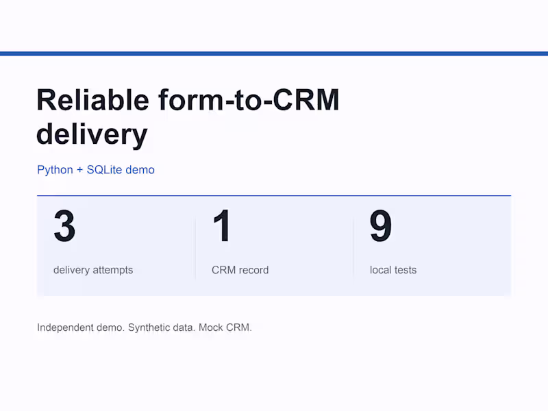 Cover image for Reliable Form-to-CRM Delivery | Python Demo