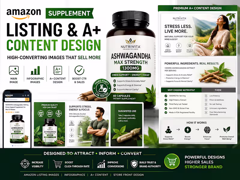 Cover image for Amazon Supplement Listing & A+ Content Design