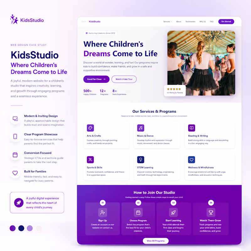 Cover image for KidsStudio — High-Fidelity Website Prototype