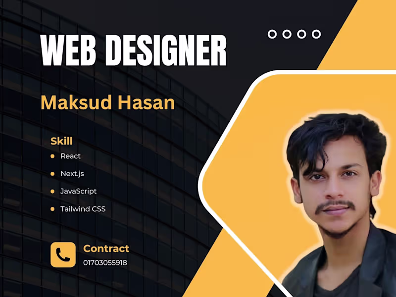 Cover image for Web Designer | React, Next.js, API Integration, Javascript