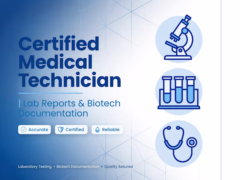 Cover image for I will be your Certified Medical Technician for Lab Reports and 