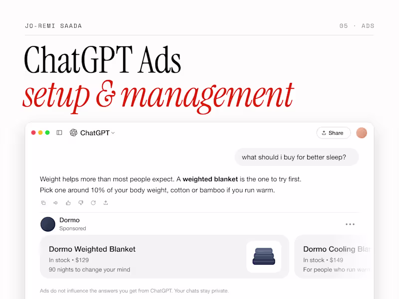 Cover image for ChatGPT Ads setup and management