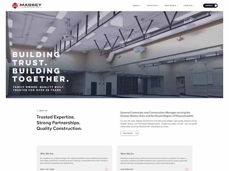 Cover image for Massey Construction | Corporate Website on Wix Studio