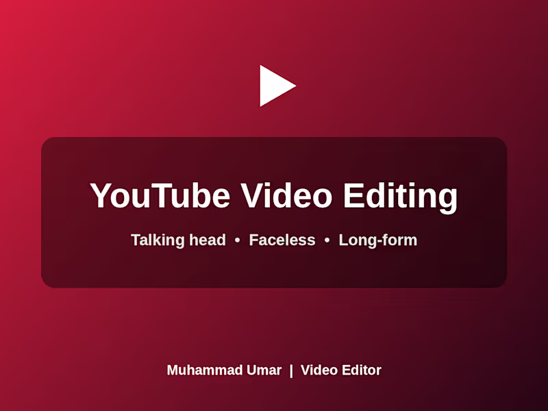 Cover image for YouTube Video Editing: Talking Head, Faceless & Long-Form