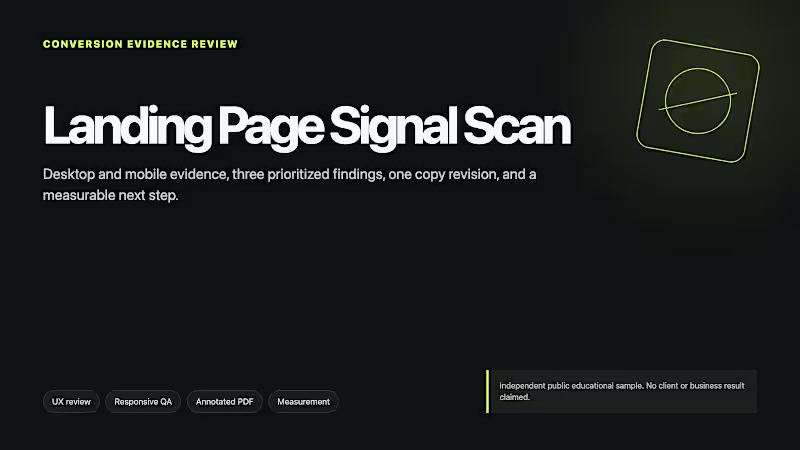 Cover image for $49 Signal Scan — Landing Page Evidence Review