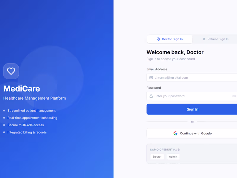 Cover image for A hospital administration platform handling