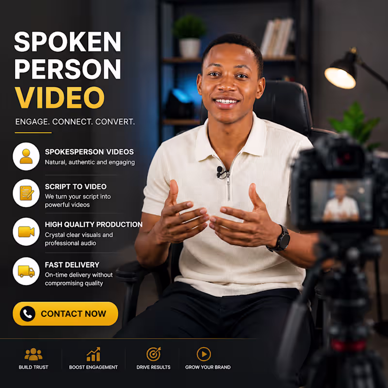 Cover image for  Spokesperson & Talking Head Videos | UGC, Ads & Promotion