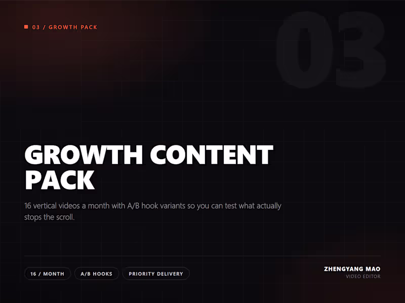 Cover image for Growth Content Pack (16 Videos)