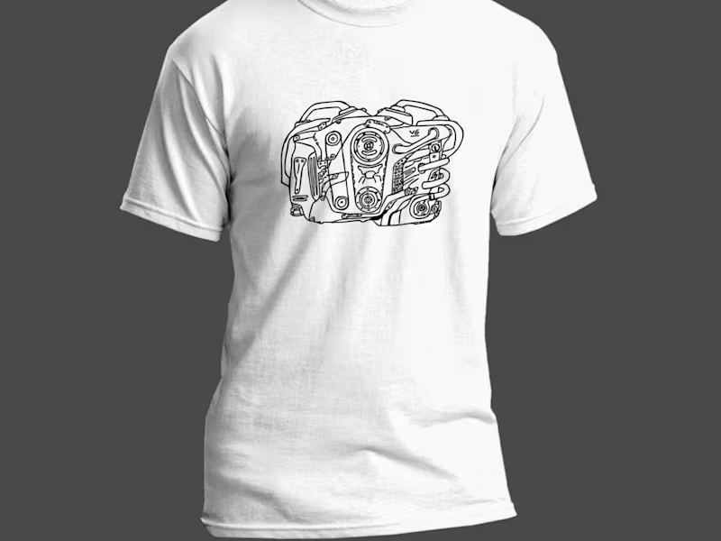 Cover image for “Precision Engine Concept Line Art T-Shirt Design”