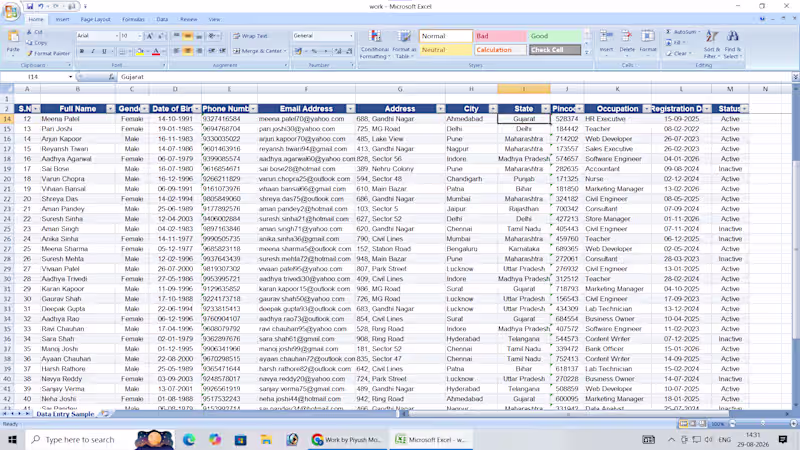 Cover image for "Data Entry — 50-Record Customer Database