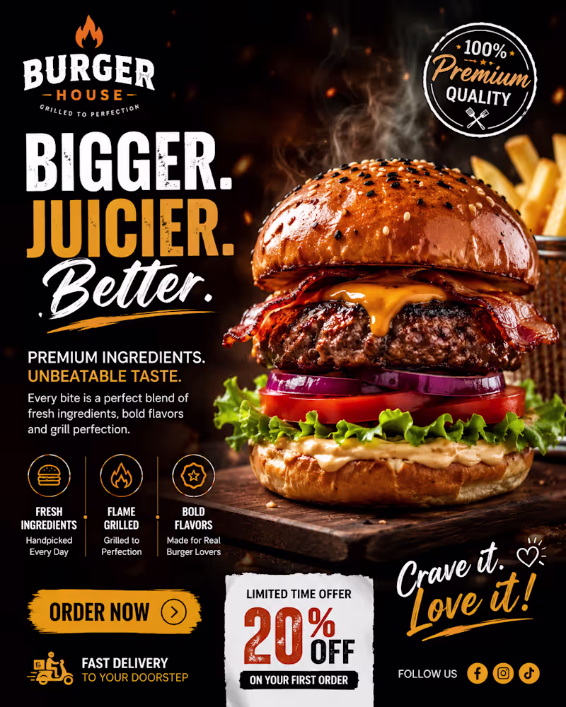 Cover image for A bold 3D burger advertisement