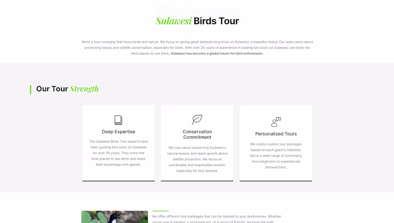 Cover image for Sulawesi Birds Tour: Website for Birdwatcing Tour