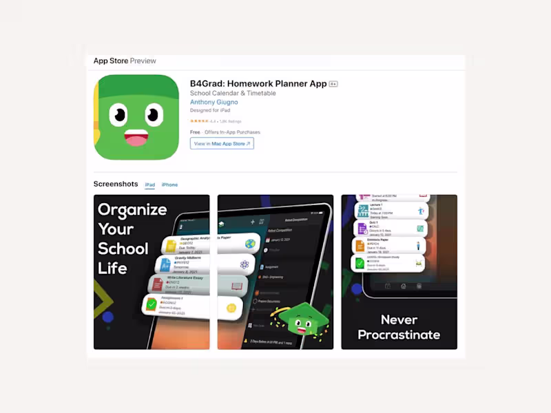 Cover image for B4Grad is a homework planner