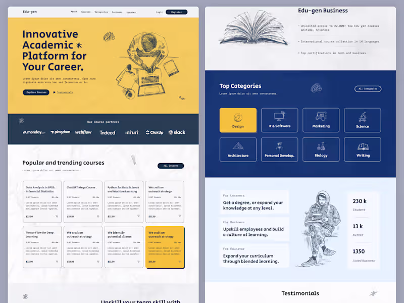 Cover image for I will design LMS, eLearning website UI UX and dashboard