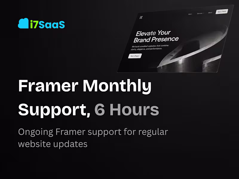 Cover image for Framer Monthly Support, 6 Hours