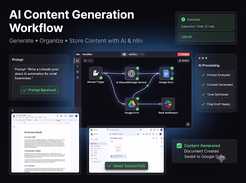 Cover image for AI Content Generation Workflow with n8n