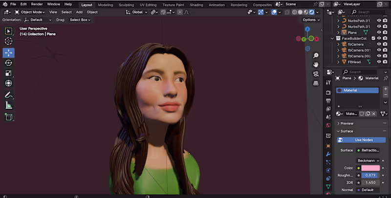Cover image for Made a 3D model of a face in Blender. Used an extension to i...