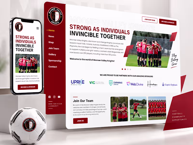 Cover image for Soccer Club Website UI/UX Design & WordPress Development