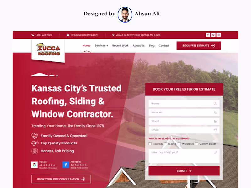 Cover image for Zucca Roofing Website Design and
