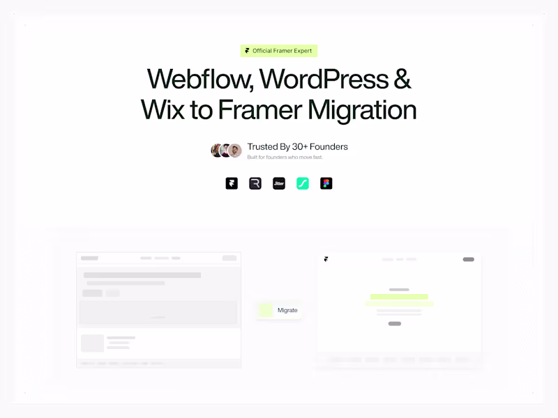 Cover image for Webflow, WordPress & Wix to Framer Migration